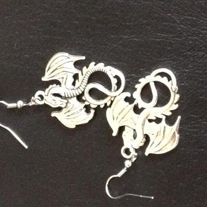 Silver Plated Wing Dragon Earring