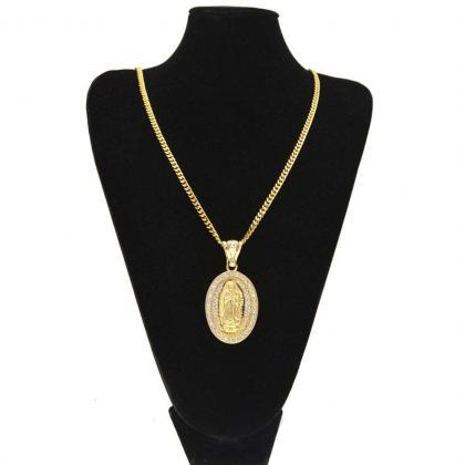 18k Gold Plated Virgin Mary Chain Necklace