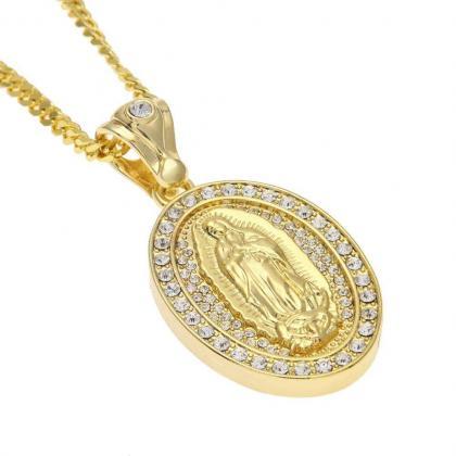 18k Gold Plated Virgin Mary Chain Necklace