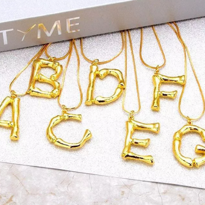 Gold Plated Letter Pendant Necklace