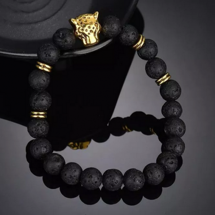 Black Beads Elastic Bracelet
